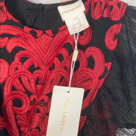 Foxiedox Red and Black Embroidered Dress Sz 2 New! - Picture 16 of 16
